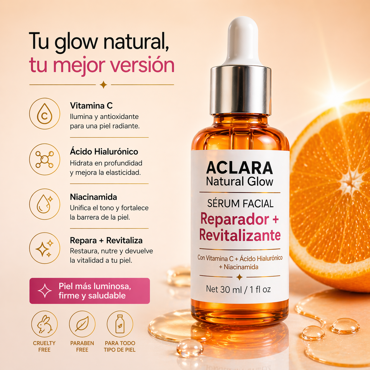 Sérum Facial Reparador + Revitalizante Aclara